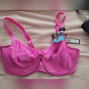 Curvy Couture Vibrant Pink 38DDD Underwire Lace Bra And XL Panty Set NWT